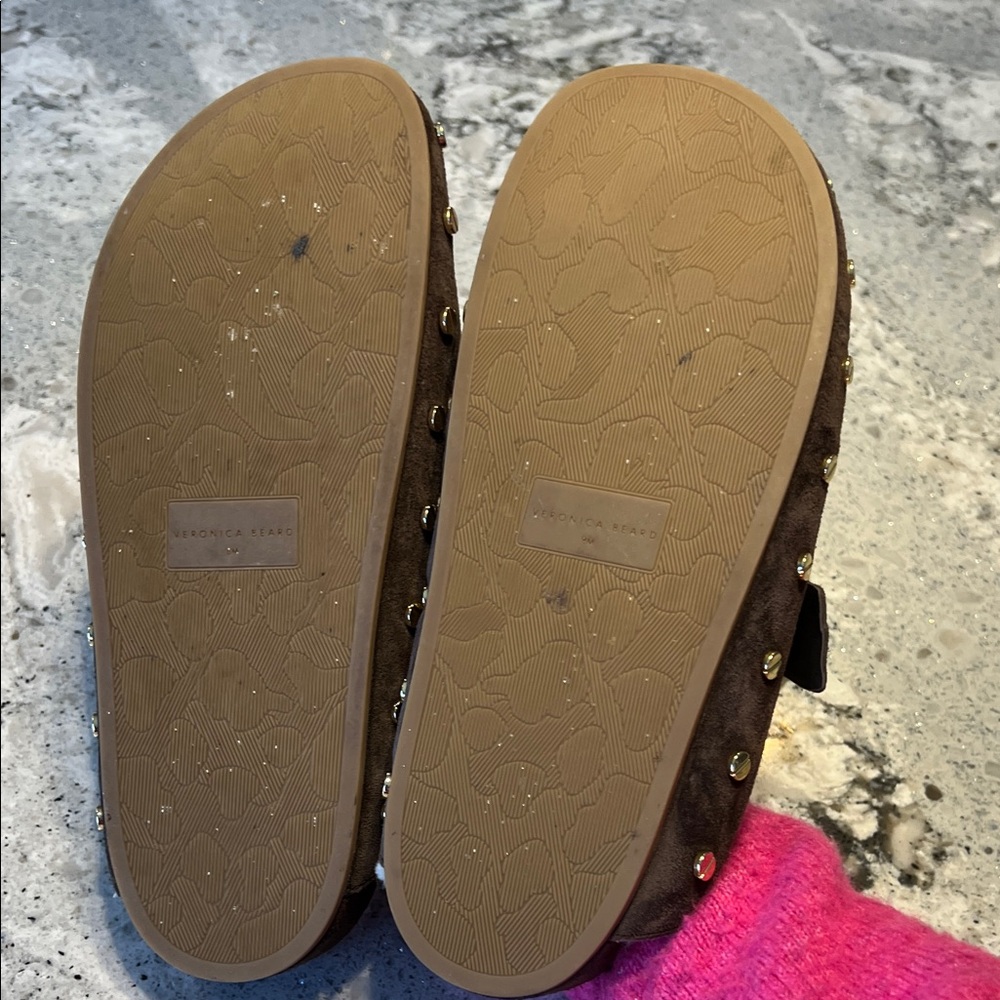 SOLD VERONICA BEARD  Fern Brown Suede & Shearling Clogs - Size 8 - Picture 8 of 11